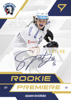 Adam Dvorak Plzen Tipsport ELH 2022/23 SportZoo 1. serie Rookie Premiere Auto /49 #RPS-AD